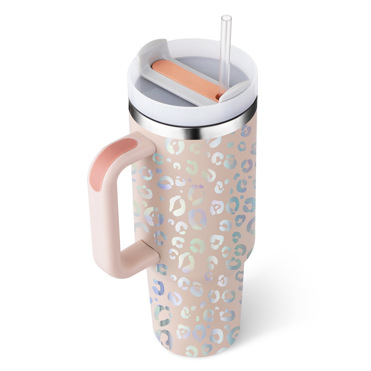 40 Oz Stainless Steel Tumbler With Handle Straw Insulated