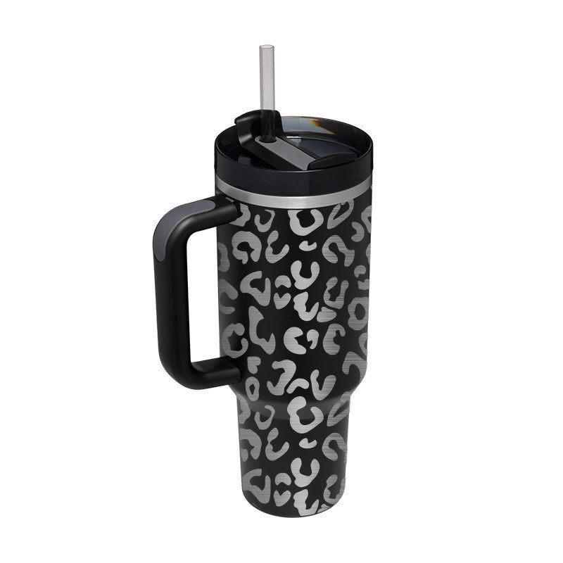 40 Oz Stainless Steel Tumbler With Handle Straw Insulated