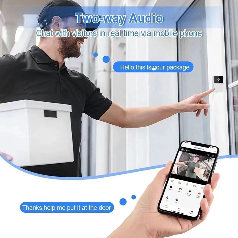 WIFI Video Doorbell Camera, Night Vision, HD, Two Way Intercom