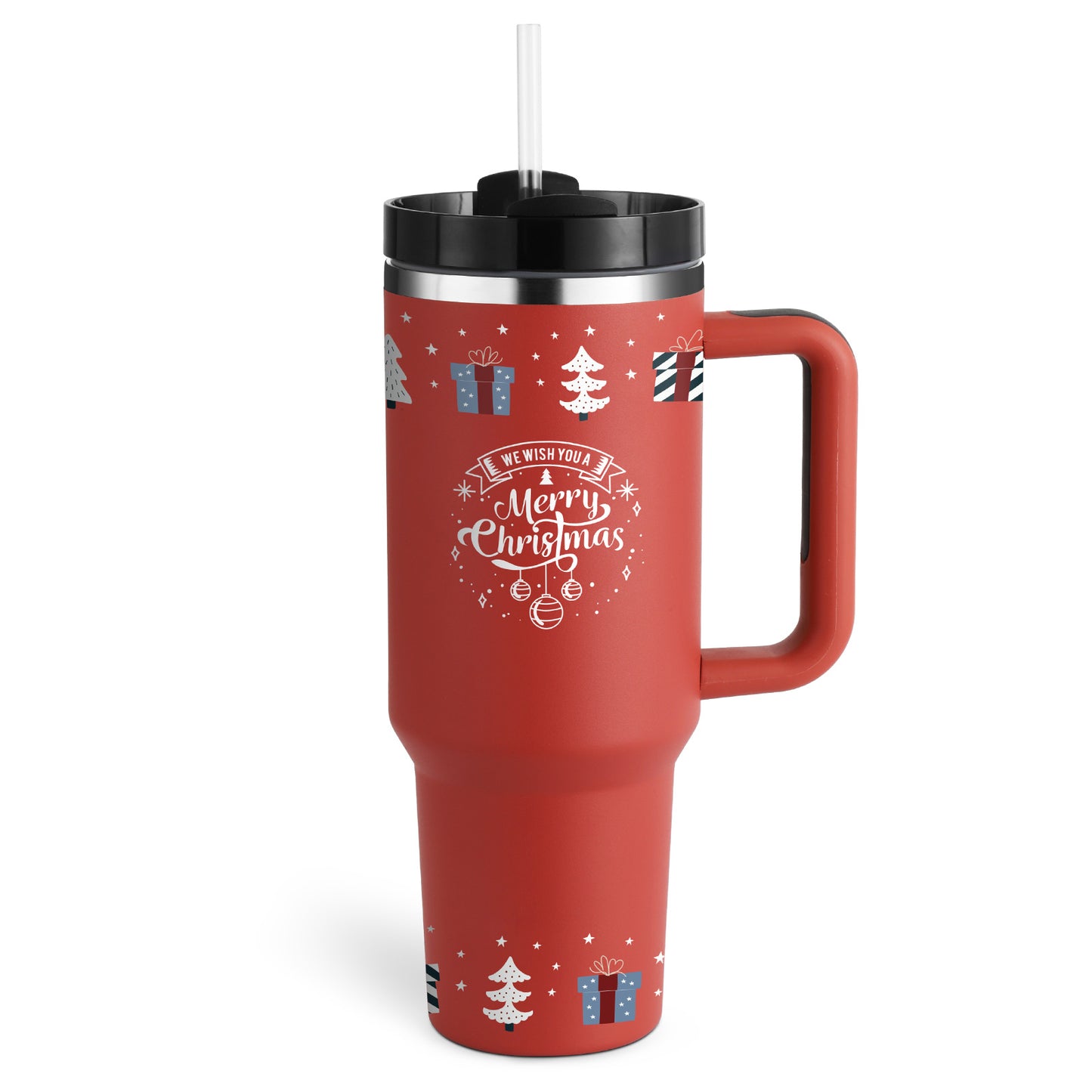 40 Oz Stainless Steel Tumbler With Handle Straw Insulated