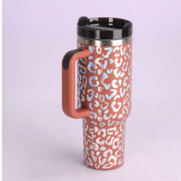 40 Oz Stainless Steel Tumbler With Handle Straw Insulated