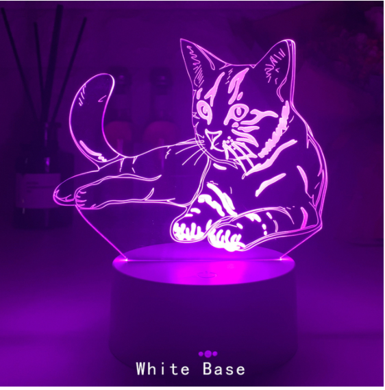 Cat Series 3D Desk Lamp USB Colorful Gradient Touch Remote