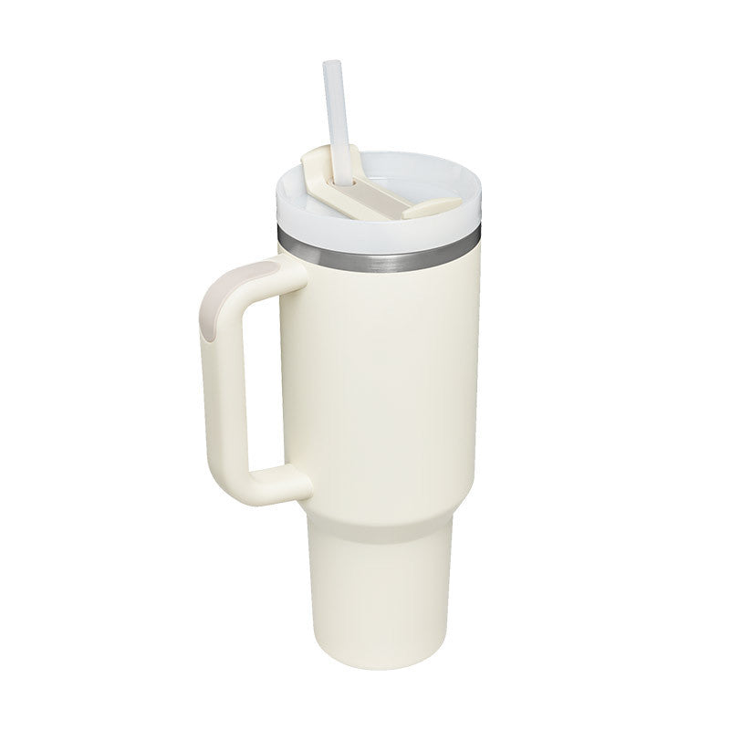 40 Oz Stainless Steel Tumbler With Handle Straw Insulated