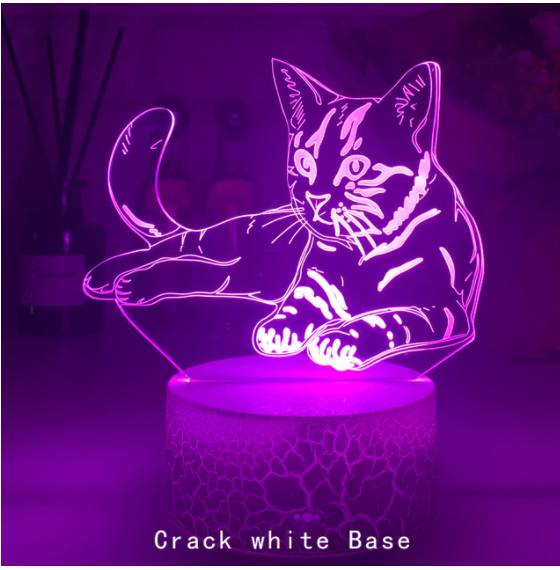 Cat Series 3D Desk Lamp USB Colorful Gradient Touch Remote