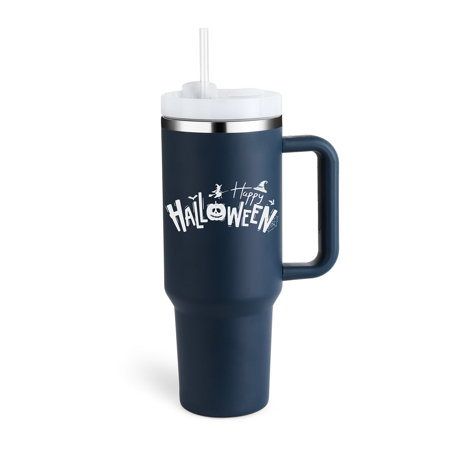 40 Oz Stainless Steel Tumbler With Handle Straw Insulated