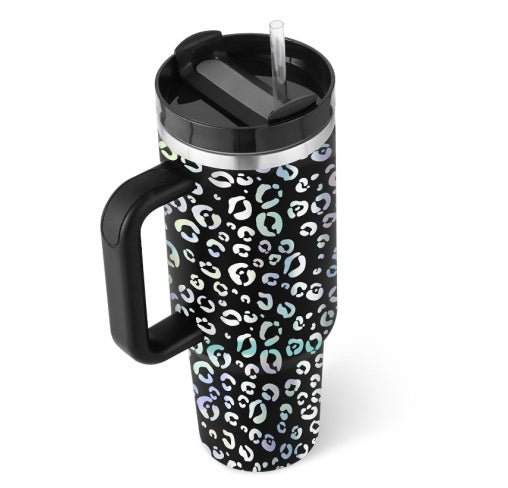 40 Oz Stainless Steel Tumbler With Handle Straw Insulated