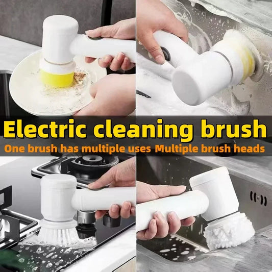 Electric Spin Scrubber With 5 Replaceable Brushs