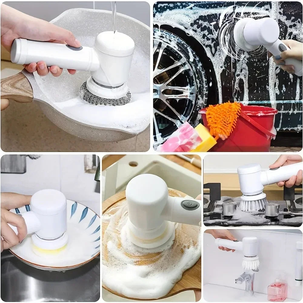 Electric Spin Scrubber With 5 Replaceable Brushs