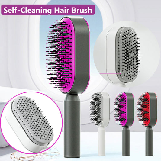 Self Cleaning Hair Brush For Women, Massage Scalp, Anti-Static Hairbrush