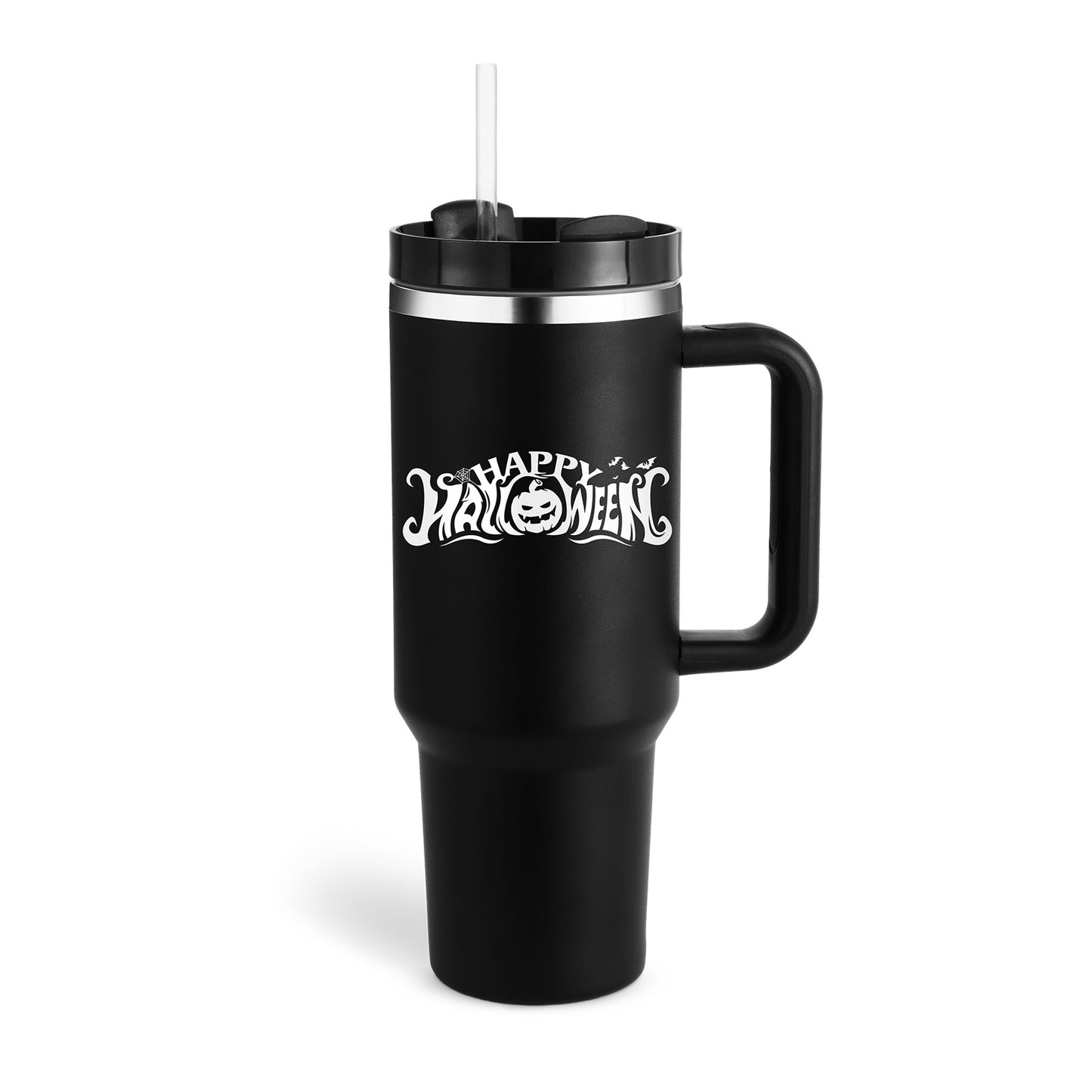 40 Oz Stainless Steel Tumbler With Handle Straw Insulated