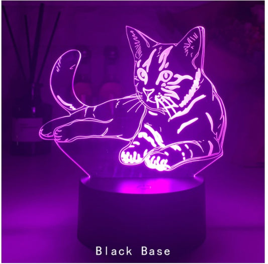 Cat Series 3D Desk Lamp USB Colorful Gradient Touch Remote