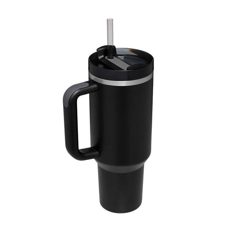 40 Oz Stainless Steel Tumbler With Handle Straw Insulated