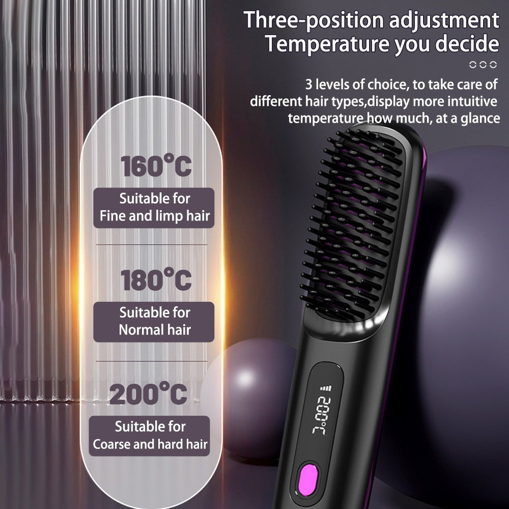 2 In 1 Straight Hair Comb Wireless Hair Straightener Brush Hair Fast Heating